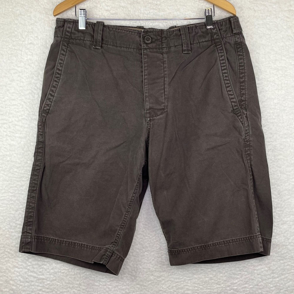 Banana Republic Mens Chino Shorts 35 Brown Faded Flat Front Casual Summer Cotton